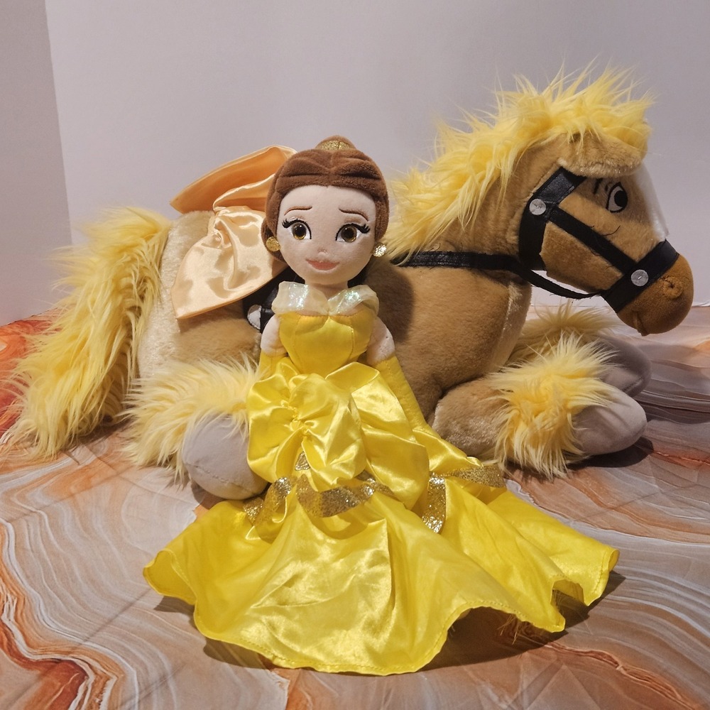 TY Sparkle Princess Belle Vintage Disney Store Philippe Horse Beauty Beast Plush